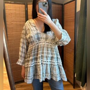 Free People Gingham Blouse